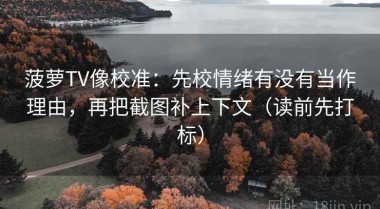 菠萝TV像校准：先校情绪有没有当作理由，再把截图补上下文（读前先打标）