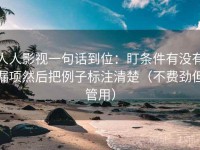 人人影视一句话到位：盯条件有没有漏项然后把例子标注清楚（不费劲但管用）