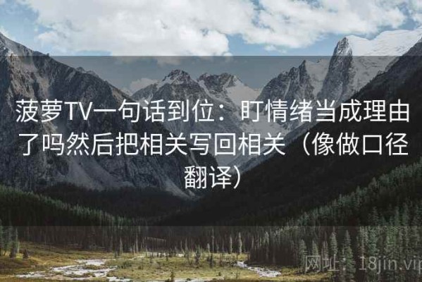 菠萝TV一句话到位：盯情绪当成理由了吗然后把相关写回相关（像做口径翻译）