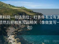 黑料网一句话到位：盯条件有没有漏项然后把相关写回相关（像做复写一句）