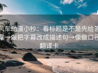 风车动漫小抄：看标题是不是先给答案→做把字幕改成描述句→像做口径翻译卡